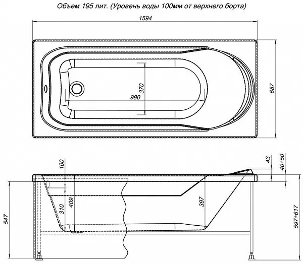 Акриловая ванна Aquanet West 160x70 00204054 фото 8