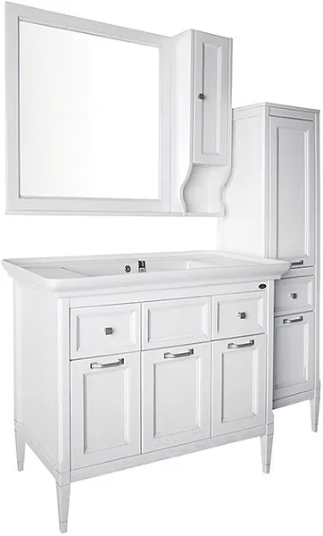 Зеркало ASB-Woodline Гранда 77x85 11481 белое патина серебро с полочкой фото 4