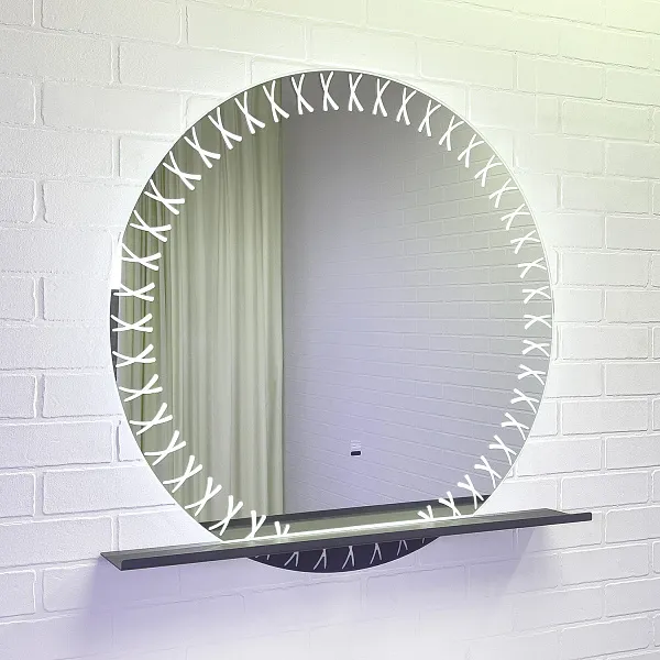 Зеркало Comforty Арзамас 80x80 00-00014152CF с подсветкой с полочкой фото 1