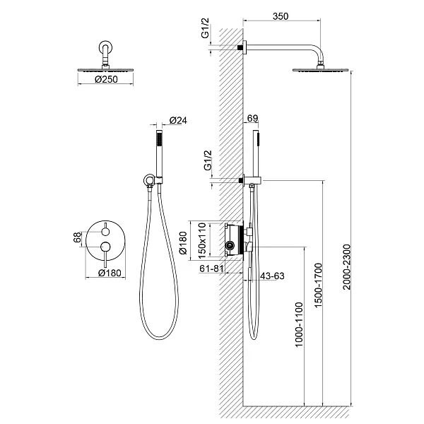 Душевой комплект TIMO Saona SX-2369/18SM фото 2
