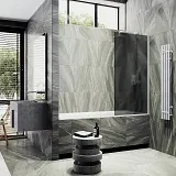 Шторка для ванны MaybahGlass 80x140 MGV-88-1ш профиль белый стекло графит фото 3