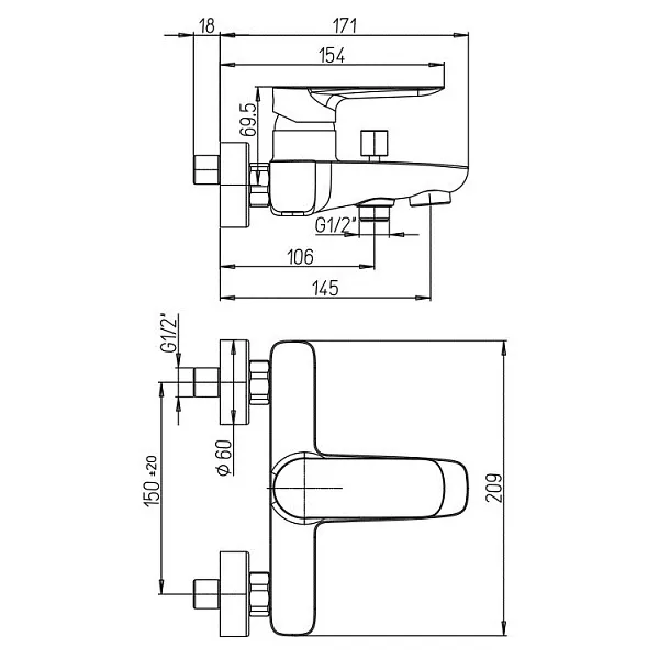 Смеситель для ванны с душем PAINI Nove 09YO111 фото 6