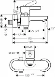 Смеситель Hansgrohe Metris S 31460000 для ванны с душем фото 3