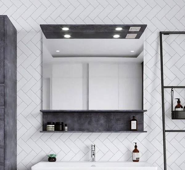 Зеркало Бриклаер Чили 90x89 4627125415180 с полочкой и подсветкой фото 1