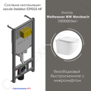 Комплект унитаза Weltwasser WW Merzbach 10000003661 безободковый быстросъемное с микролифтом и инсталляции Jacob Delafon E29025-NF