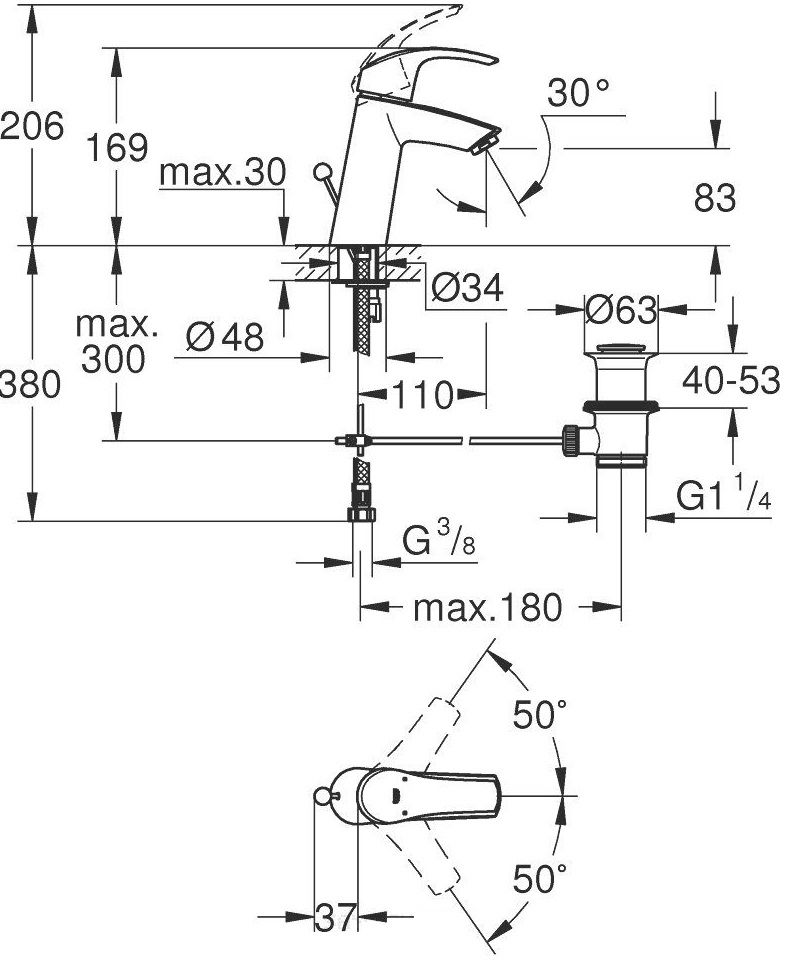 Донный клапан смесителя grohe