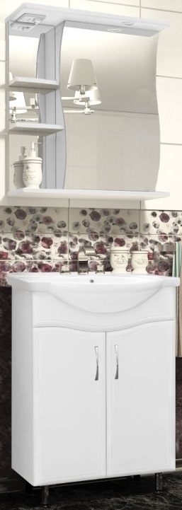 Мебель для ванной Style Line Эко Волна №9 60 напольная с зеркалом-шкафом с полками