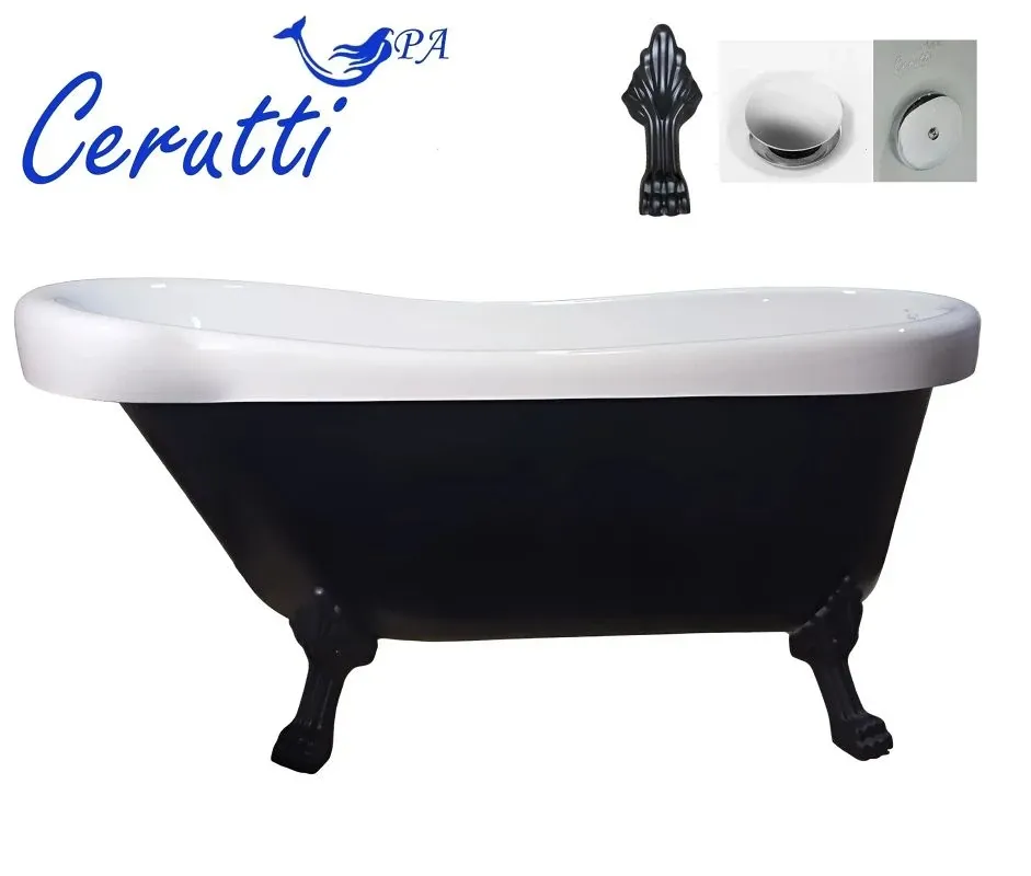 Акриловая ванна Ceruttispa CLASSIC 157x77 CT9975 со сливом-переливом и ножками черными