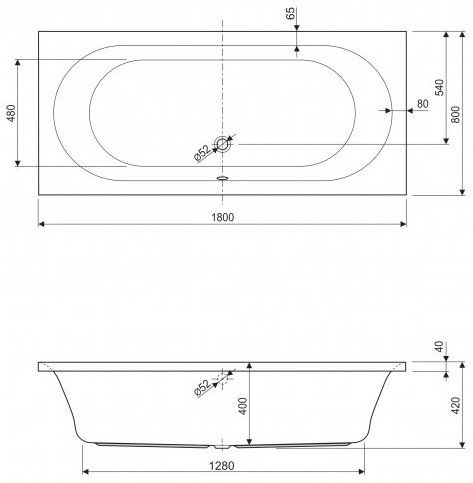 Акриловая ванна Cezares 180x80 METAURO-180-80-42 фото 3