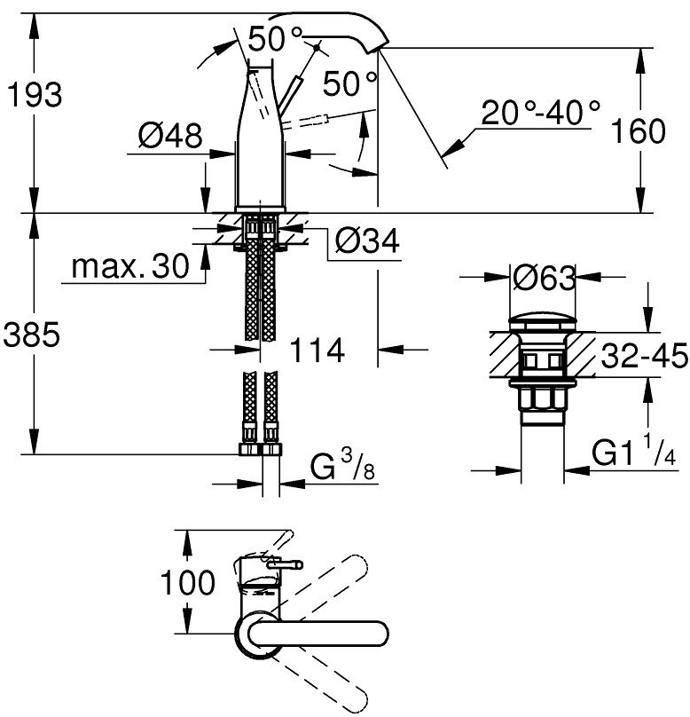 Донный клапан смесителя grohe