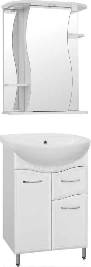 Мебель для ванной Style Line Эко Волна №11 55 напольная с зеркалом-шкафом Лилия