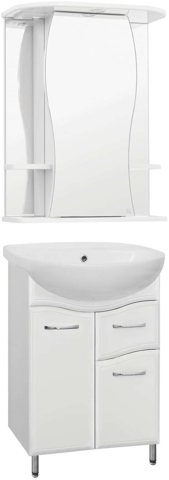 Мебель для ванной Style Line Эко Волна №11 55 напольная с зеркалом-шкафом Лорена