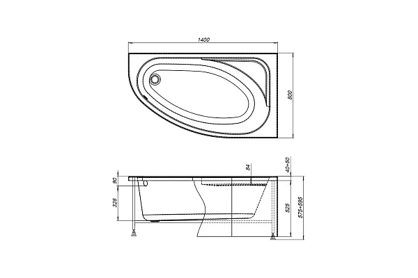 Акриловая ванна Aquanet Mia 00246887 140x80 R с каркасом фото 3