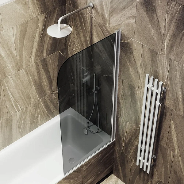 Шторка для ванны MaybahGlass 50x140 MGV-608-5 профиль хром стекло графит фото 2