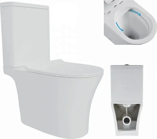 Унитаз-компакт Paomo Belinda Pro PO-40810 напольный безободковый с микролифтом фото 5