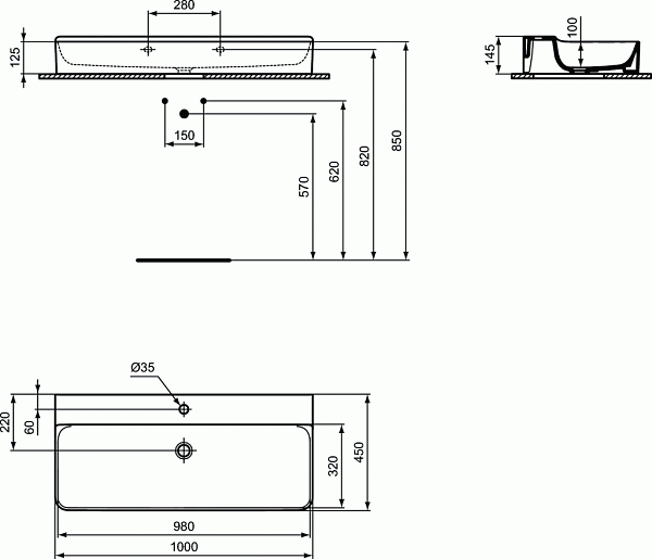 Раковина Ideal Standard Conca 100 см T380001 фото 7