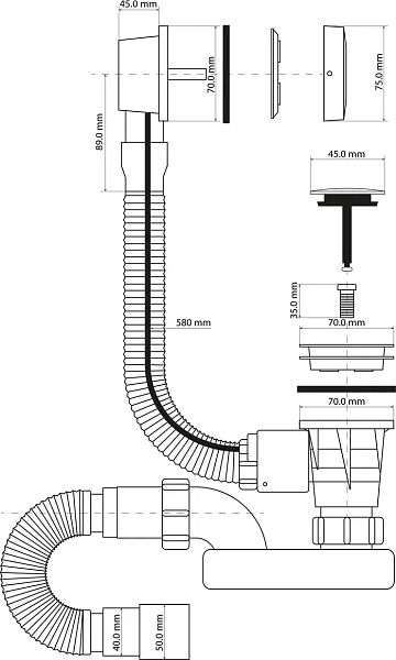 Слив-перелив Vinsent Veron V150.520 полуавтомат хром фото 3