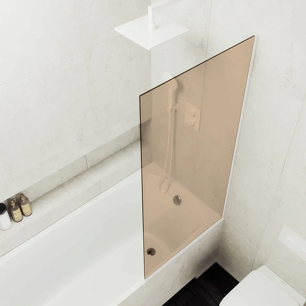 Шторка для ванны MaybahGlass 30x140 MGV-250-1у профиль белый стекло бронза фото 4