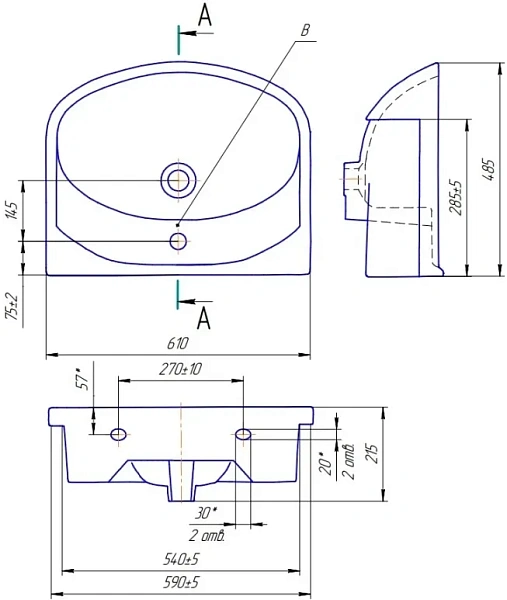 Мебельная раковина Style Line Эрика 65 ЛС-00000140 фото 3