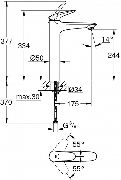 Смеситель Grohe Eurostyle 23719003 для раковины-чаши фото 3
