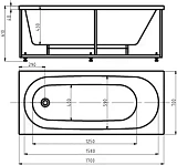 Акриловая ванна Aquatek Оберон 170x70 OBR170-0000027 с каркасом и сливом-переливом фото 2