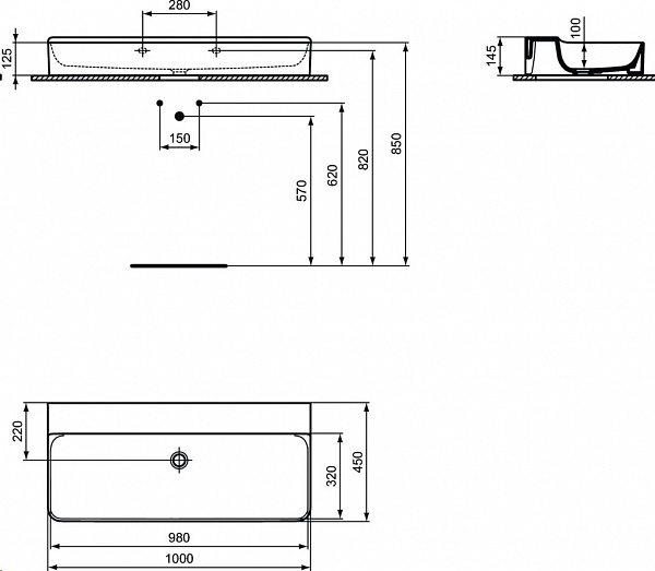 Раковина Ideal Standard Conca 100 см T383701 фото 5