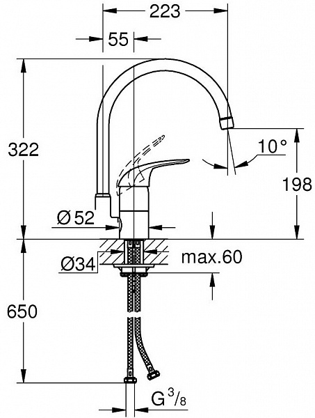 Смеситель Grohe Euroeco 32752000 для кухонной мойки фото 4