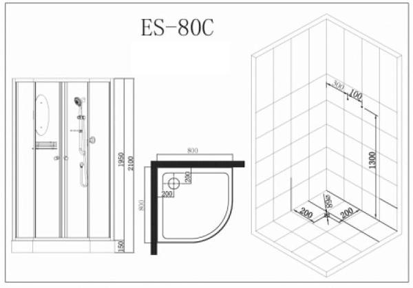 Душевая кабина Esbano Elegancia ESKB80C фото 10