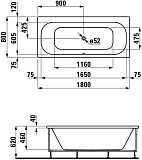 Акриловая ванна Laufen Solutions 180х80 2.2450.5.000.000.1 фото 3