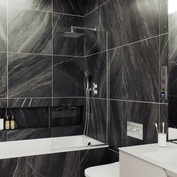 Шторка для ванны MaybahGlass 40x140 MGV-62-5у профиль хром стекло бесцветное фото 2