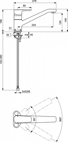 Смеситель Ideal Standard Ceraplan lll B0722AA для кухонной мойки фото 5