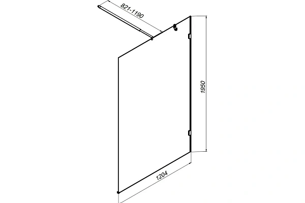 Душевая перегородка AM.PM X-Joy 120x195 W94WI-120-F1-BTE стекло прозрачное профиль черный фото 8