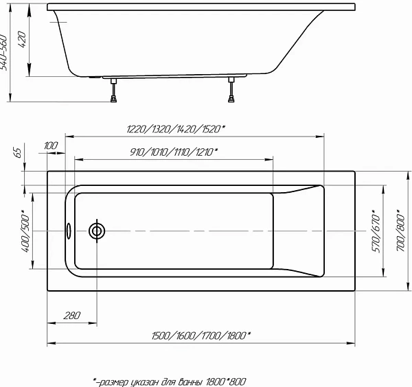 Акриловая ванна Aquatek Калибри 150x70 KL150-0000001 фото 5