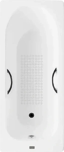 Чугунная ванна Vinsent Veron Soissons VCN1707042H/VH0015BL-AS с дугообразными черными матовыми ручками и 
антискользящим покрытием фото 1