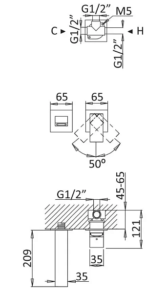 Смеситель для раковины CEZARES PORTA-BLI2-SR фото 2