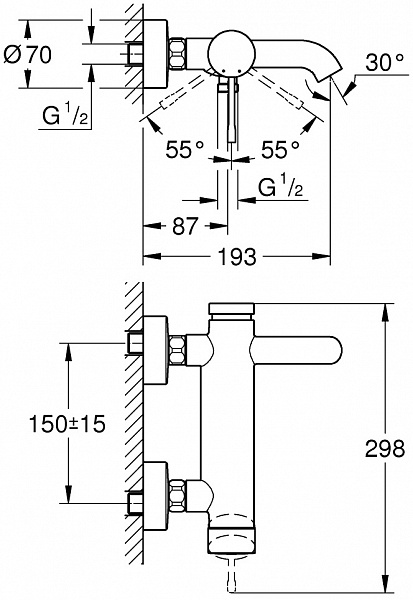 Смеситель Grohe Essence New 33624001 для ванны с душем фото 2