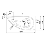 Ванна акриловая 1Marka Piccolo 150x75 01пк1770л асимметричная угловая левая фото 4