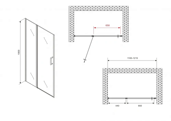 Душевая дверь ABBER Sonnenstrand 120x195 AG04120MS стекло матовое профиль хром фото 4