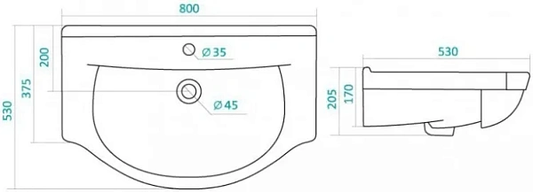 Мебельная раковина Style Line Эльбрус 80 ЛС-00000151 фото 2