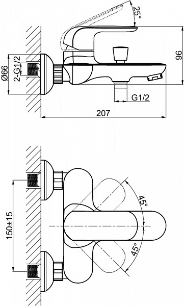 Смеситель D&K Venice Gondola DA1023218 для ванны с душем фото 2