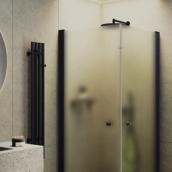 Душевой уголок MaybahGlass 90x90 MGY-1294-6 профиль черный стекло сатин фото 2