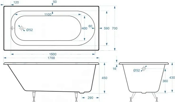 Чугунная ванна Vinsent Veron Soissons VCN1707042 фото 2