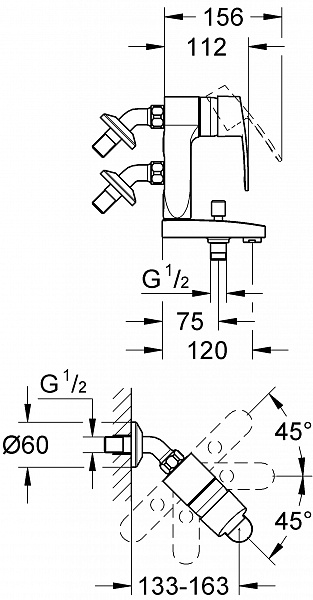 Смеситель Grohe Eurostyle C Vertica 23302000 для ванны с душем фото 2