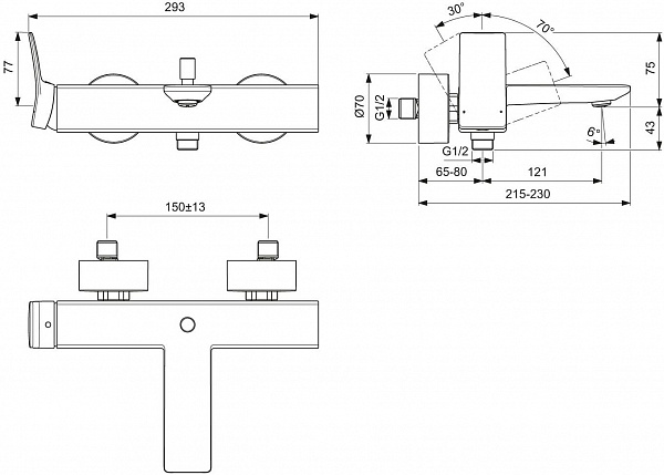 Смеситель Ideal Standard Conca BC762AA для ванны с душем фото 3