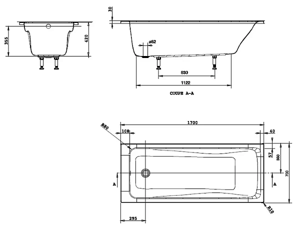 Акриловая ванна Jacob Delafon Odeon Up 170x70 CE60801 с каркасом и ручками фото 2