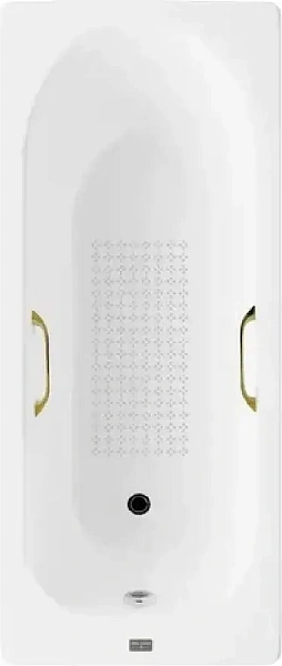 Чугунная ванна Vinsent Veron Soissons VCN1707042H/VH0012GD-AS с квадратными золотыми ручками и антискользящим покрытием фото 1