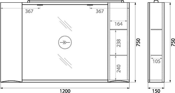 Зеркало-шкаф BelBagno Marino 120x75 MARINO-SPC-1200/750-2A-BL-P с подсветкой фото 17