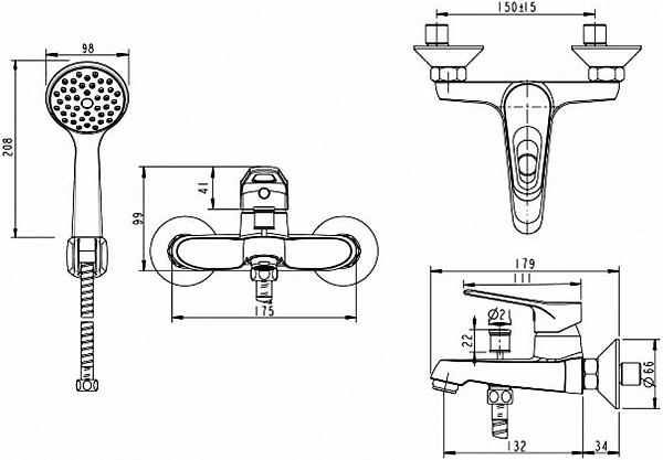 Смеситель Bravat Eco-D F693158C-B для ванны с душем фото 4