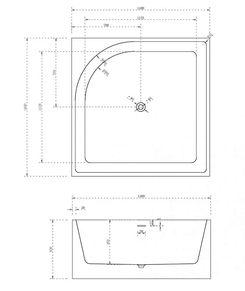 Акриловая ванна ABBER 140x140 AB9337 фото 4