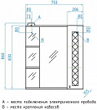 Зеркало Style Line Канна 75x86 ЛС-00000295 правое с полочкой и подсветкой фото 5